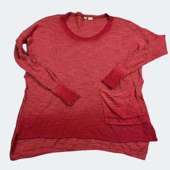 Anthropologie MOTH Sweater XS Red Waffle Knit Slouchy Oversized Pocket Cozy Fall - Picture 1 of 10